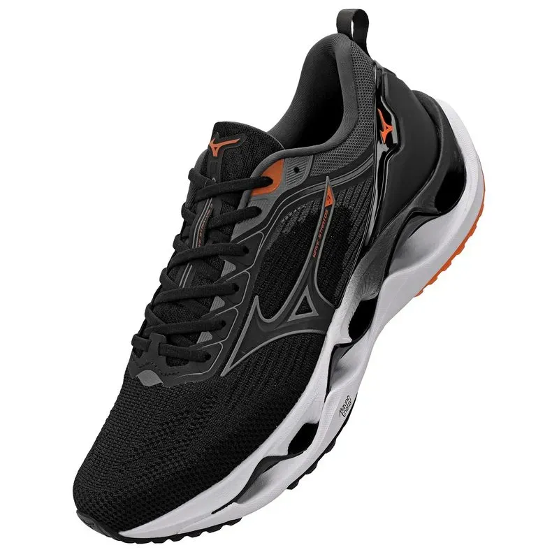 Tênis Mizuno Wave Stratos 3 Masculino Preto vista lateral para ajuste e conforto